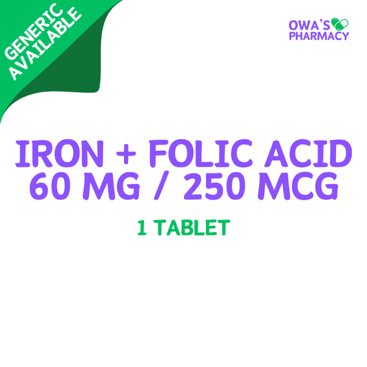 Iron + Folic Acid 60mg/250mcg - 1 Tablet